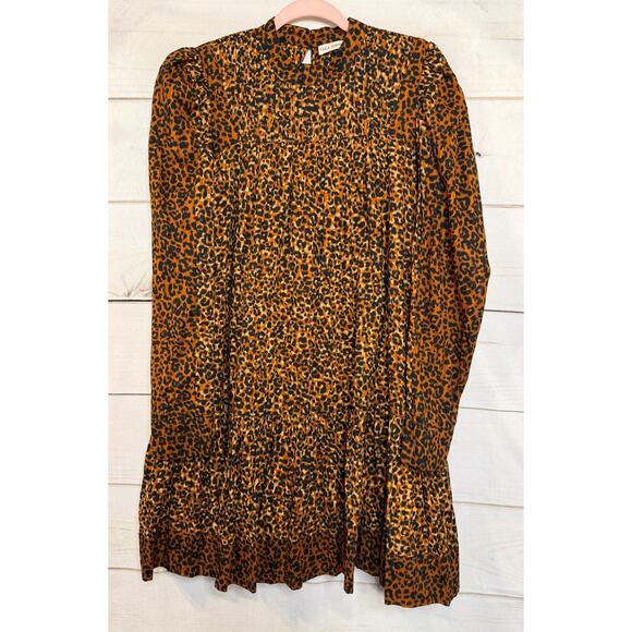 Ulla Johnson Size 6 Dress Long Sleeves Animal Print High Neck Chic Stylish - Picture 1 of 5